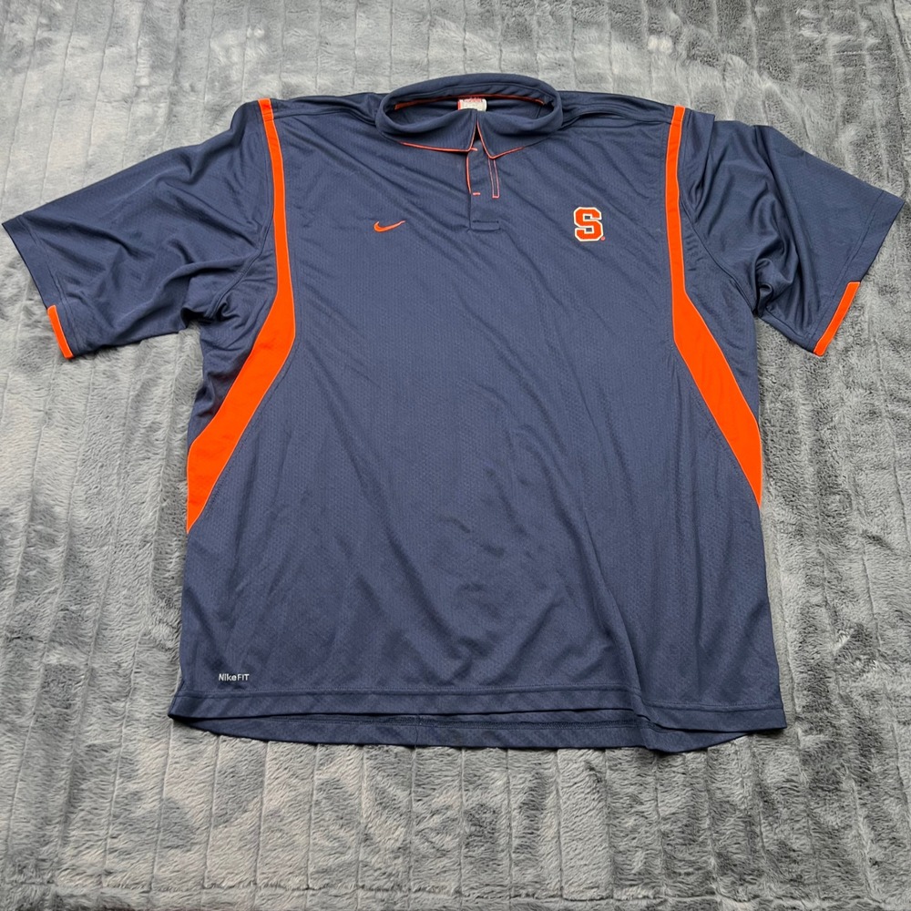 Nike Team Syracuse Orange Polo Shirt Mens XXL Navy Blue Orange Nike FIT DRY